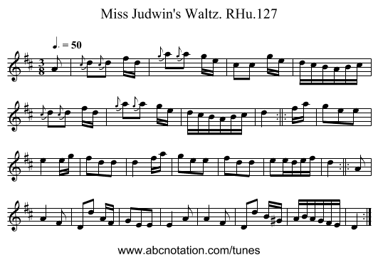 Miss Judwin's Waltz. RHu.127 - staff notation