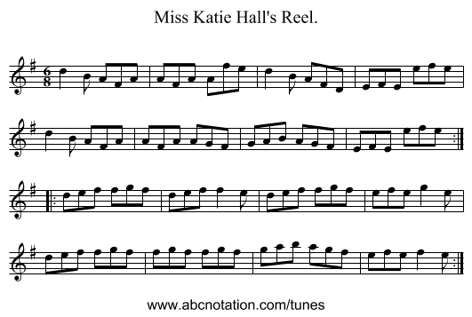 Miss Katie Hall's Reel. - staff notation