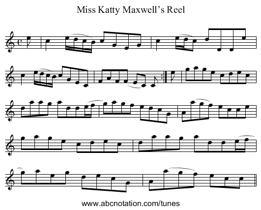 Miss Katty Maxwell’s Reel - staff notation