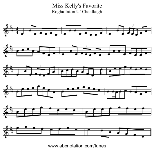 Miss Kelly's Favorite - staff notation