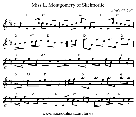 Miss L. Montgomery of Skelmorlie - staff notation
