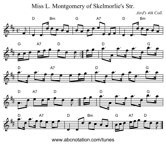 Miss L. Montgomery of Skelmorlie's Str. - staff notation
