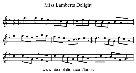 Miss Lamberts Delight - staff notation