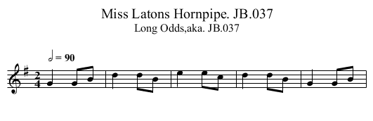 Miss Latons Hornpipe. JB.037 - staff notation