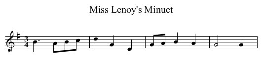 Miss Lenoy's Minuet - staff notation