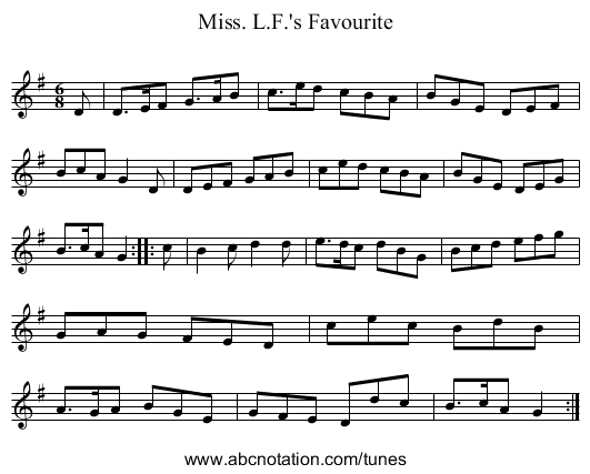 Miss. L.F.'s Favourite - staff notation