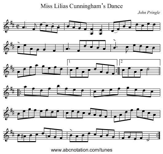 Miss Lilias Cunningham’s Dance - staff notation