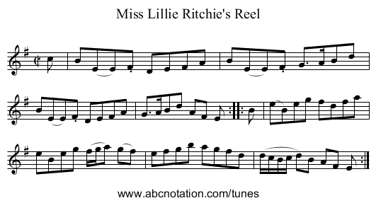 Miss Lillie Ritchie's Reel - staff notation