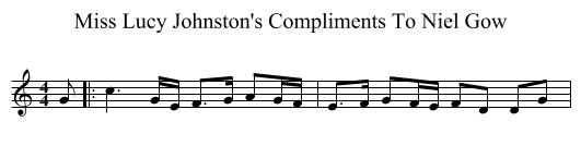 Miss Lucy Johnston's Compliments To Niel Gow - staff notation
