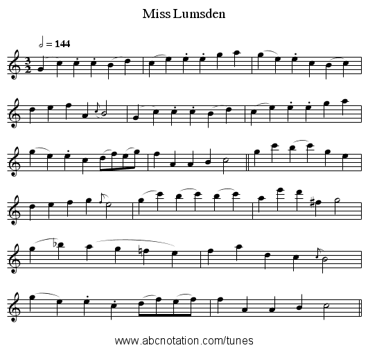 Miss Lumsden - staff notation