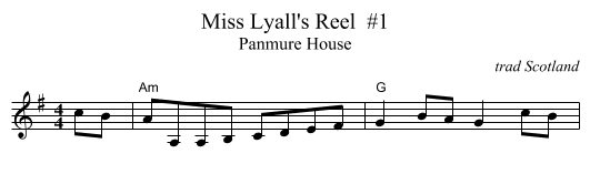 Miss Lyall's Reel  #1 - staff notation