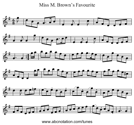 Miss M. Brown’s Favourite - staff notation