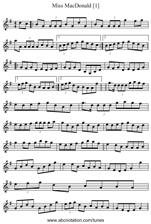 Miss MacDonald [1] - staff notation