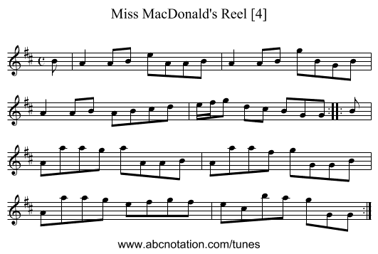 Miss MacDonald's Reel [4] - staff notation