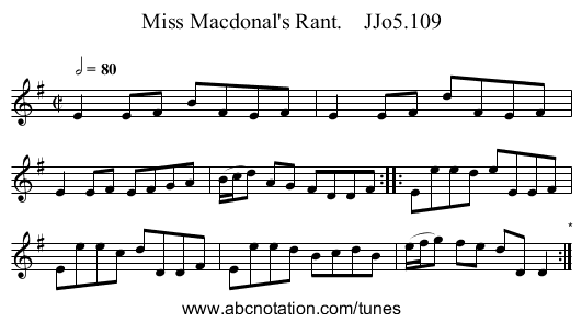 Miss Macdonal's Rant.    JJo5.109 - staff notation
