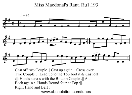 Miss Macdonal's Rant. Ru1.193 - staff notation