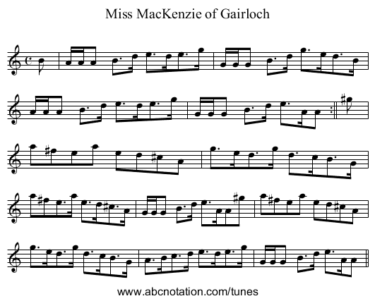 Miss MacKenzie of Gairloch - staff notation