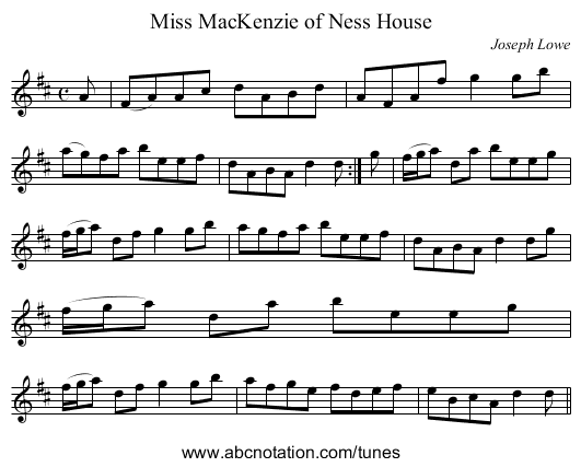 Miss MacKenzie of Ness House - staff notation
