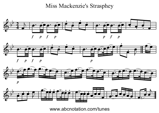 Miss Mackenzie's Strasphey - staff notation