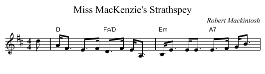 Miss MacKenzie's Strathspey - staff notation