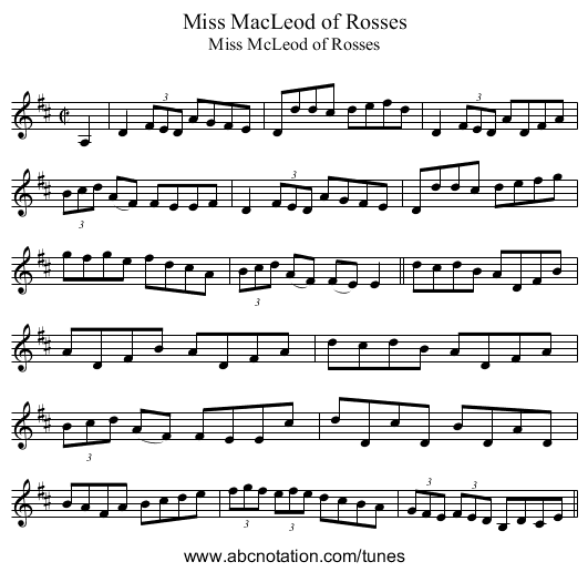 Miss MacLeod of Rosses - staff notation
