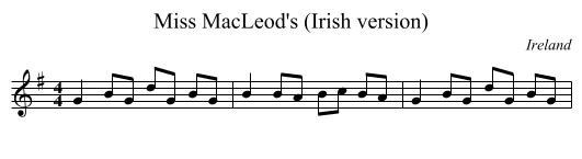 Miss MacLeod's (Irish version) - staff notation
