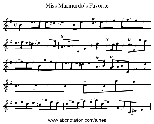 Miss Macmurdo’s Favorite - staff notation