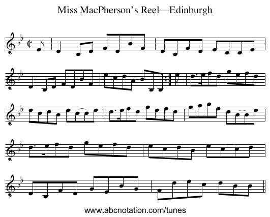 Miss MacPherson’s Reel—Edinburgh - staff notation