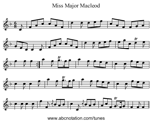 Miss Major Macleod - staff notation