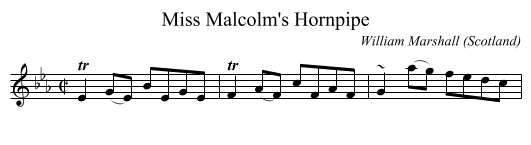Miss Malcolm's Hornpipe - staff notation