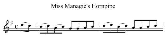 Miss Managie's Hornpipe - staff notation