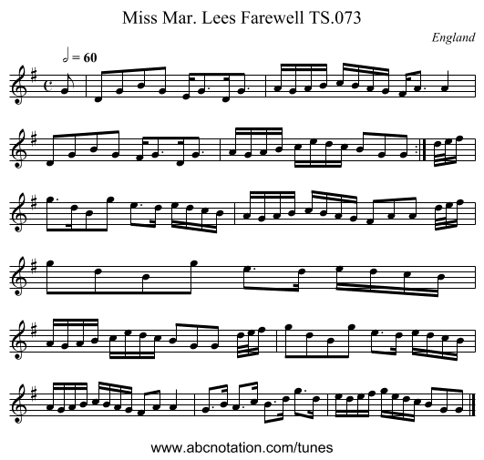 Miss Mar. Lees Farewell TS.073 - staff notation