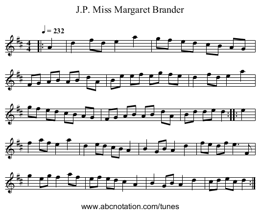 Miss Margaret Brander, J.P. - staff notation