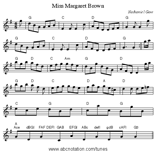 Miss Margaret Brown - staff notation