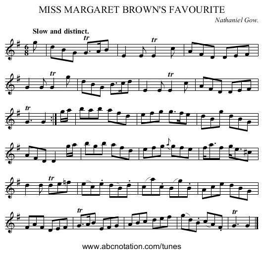MISS MARGARET BROWN'S FAVOURITE - staff notation
