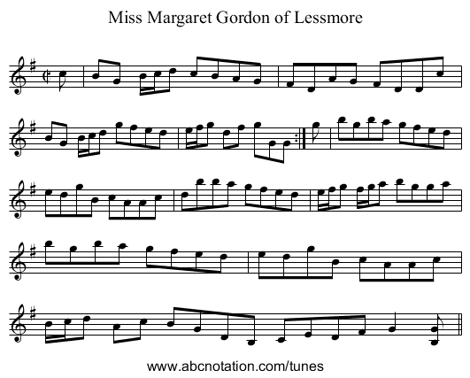 Miss Margaret Gordon of Lessmore - staff notation