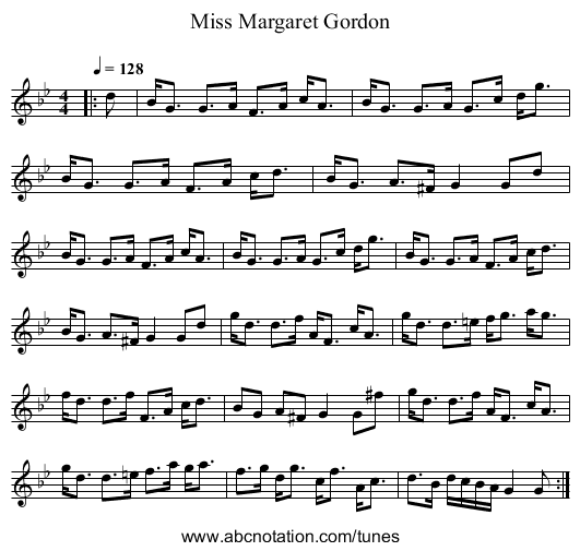Miss Margaret Gordon - staff notation
