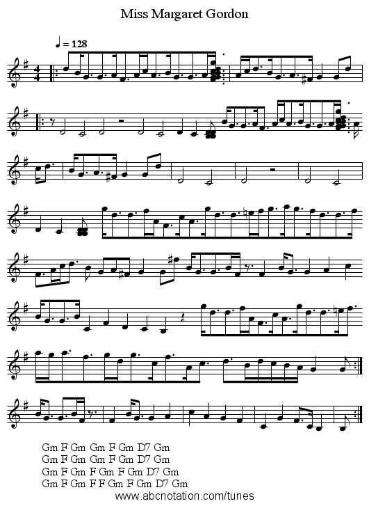 Miss Margaret Gordon - staff notation