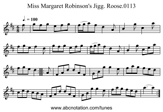 Miss Margaret Robinson's Jigg. Roose.0113 - staff notation