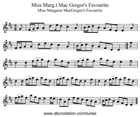 Miss Marg.t Mac Gregor's Favourite - staff notation