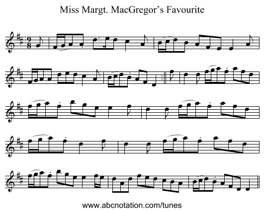Miss Margt. MacGregor’s Favourite - staff notation