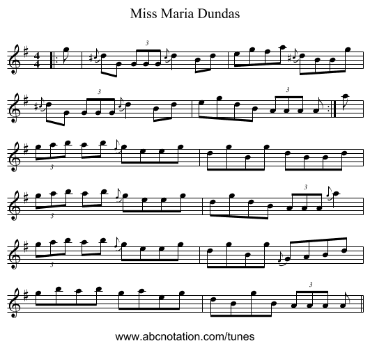 Miss Maria Dundas - staff notation