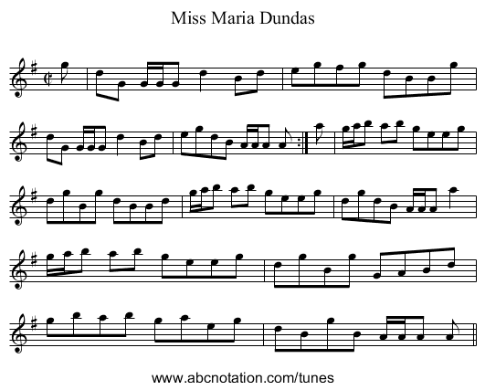 Miss Maria Dundas - staff notation