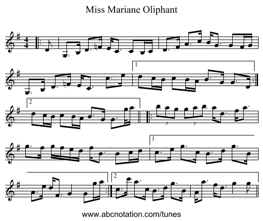Miss Mariane Oliphant - staff notation