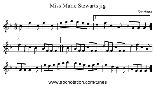 Miss Marie Stewarts jig - staff notation