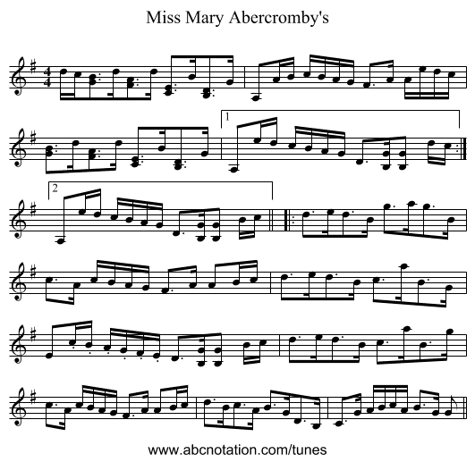 Miss Mary Abercromby's - staff notation