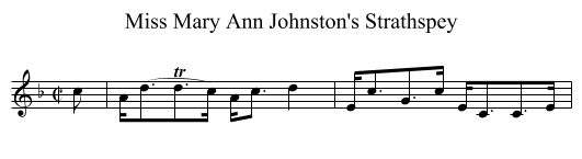Miss Mary Ann Johnston's Strathspey - staff notation