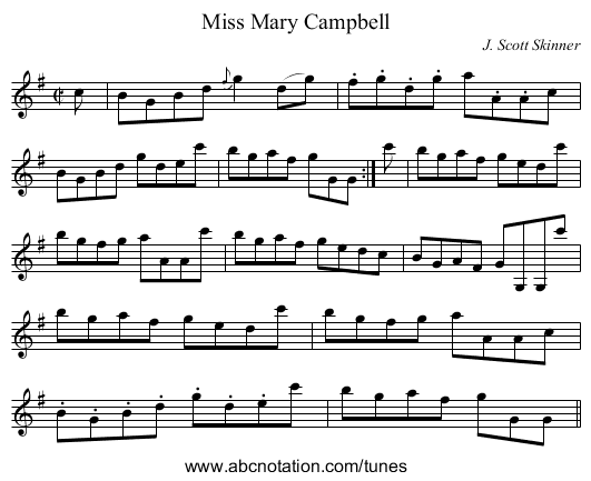 Miss Mary Campbell - staff notation