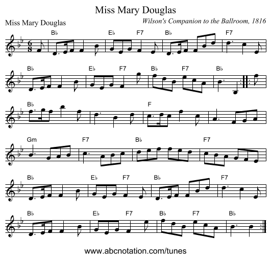 Miss Mary Douglas - staff notation