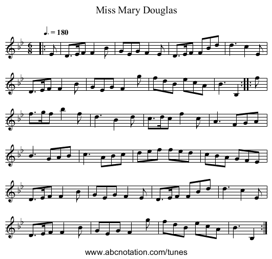 Miss Mary Douglas - staff notation